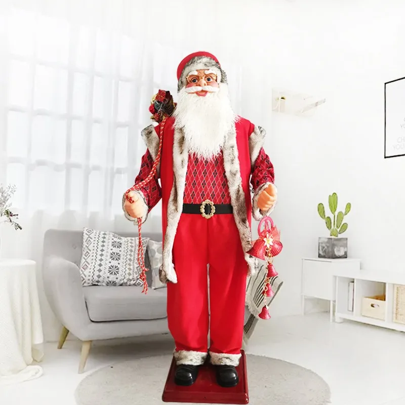 1.8M Large Animated Santa Claus with Saxophone, Motorized Dancing Christmas Decor, Festive Indoor Holiday Ornament