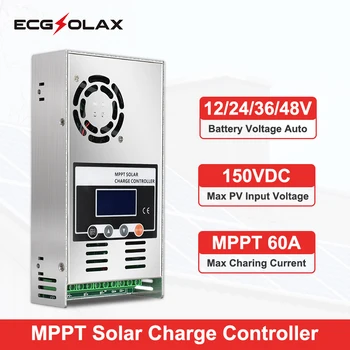 ECGSOLAX 60A MPPT ソーラー充電コントローラ 12V 24V 36V 48V 自動太陽電池充電レギュレータ 60A LCD ディスプレイ最大 PV 150VDC