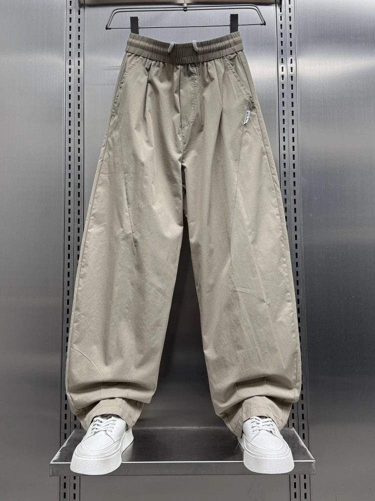 

American Sle Casual Pants Men's Trendy Large Size Summer Thin Pleated Wide Leg Knife Pants Straight Tube Loose Fit Jeans