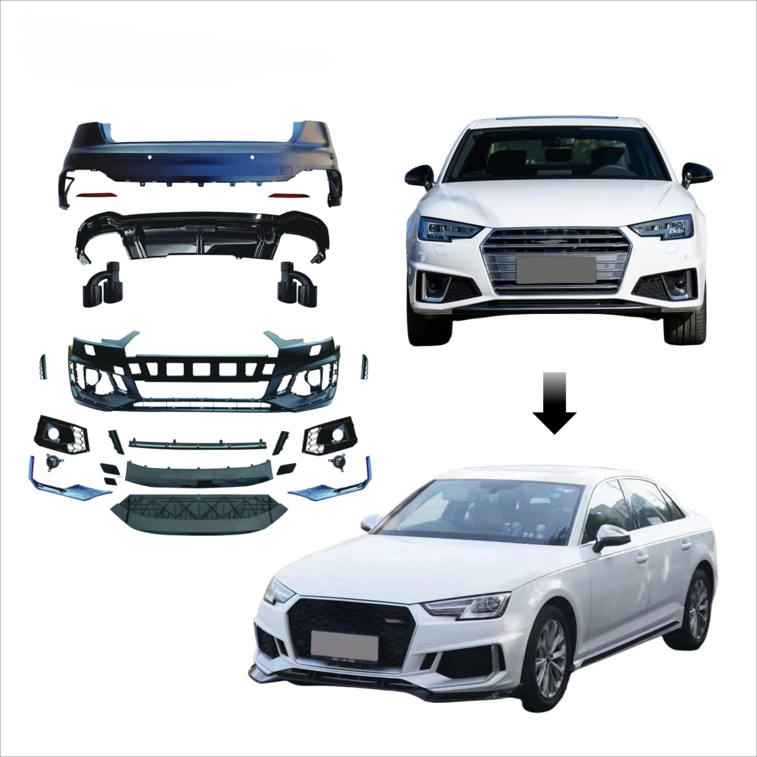 

Bodykit ABT нового дизайна для A4 2017-2020 RS4, передний бампер и решетка, простая установка, обновление автомобильных бамперов