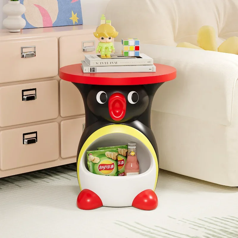 *T% Penguin Cartoon Living Room Floor Table Ornament, Bedroom Bedside Table Storage, Housewarming Gift Side Table