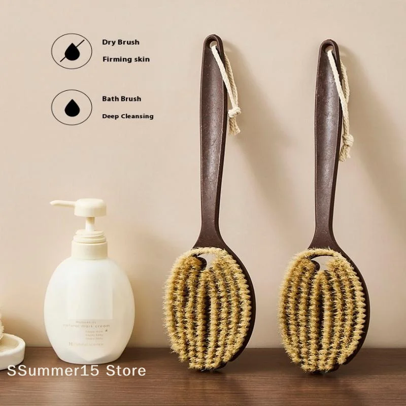 RBath Shower Brush Bathing Brush Dry Skin Body Soft Natural Bristle Massager Care Tool Soft Natural Bristle PE Handle
