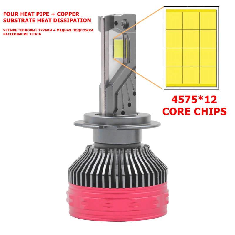 360W F180 H7 LED Headlight  H4 H11 Bright Car Bulbs HB3 9005 HB4 9006 H8 HIR2 Car Headlight Bulb Fog Light Four copper tubes view 2