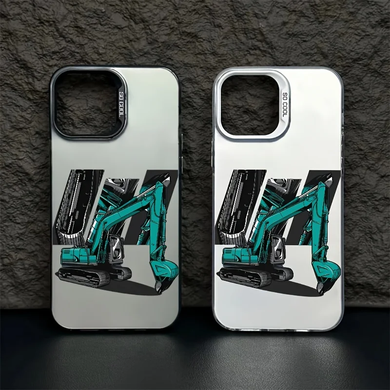 

Excavator pattern design phone case for iPhone 16 15 14 13 12 11 Pro/ Max/Plus shock-proof rear cover anti-fingerprint