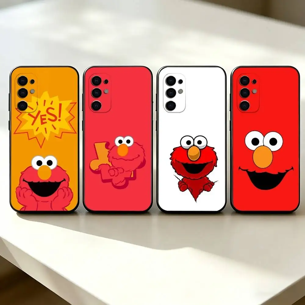 S-Sesame S-Street Cute E-Elmo Phone Case Black Silicone Soft For Samsung S25,S24,S21,S22,S23,S30,Ultra,S20,Plus,Fe,Lite