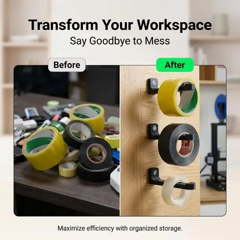 Robust Wall-Mounted Tape Dispenser Organizer Multi-Purpose Utility Hook for Craft Room Garage Workshop