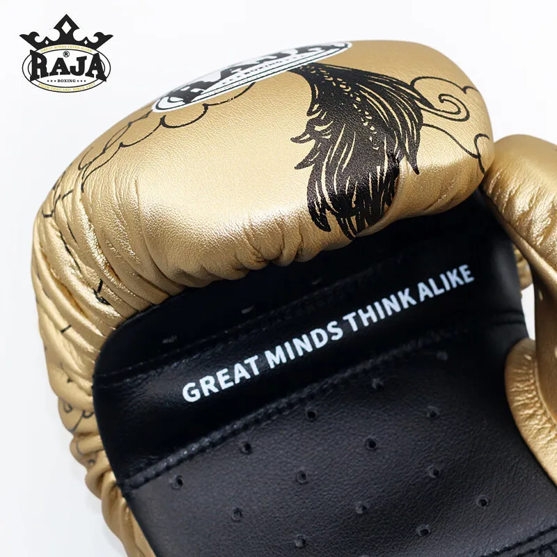 Raja Boxing Gloves Adult Professional Microfiber Golden Dragon Maui Thai Kickboxing MMA Sparring Punching Bag Training Gear Mitt