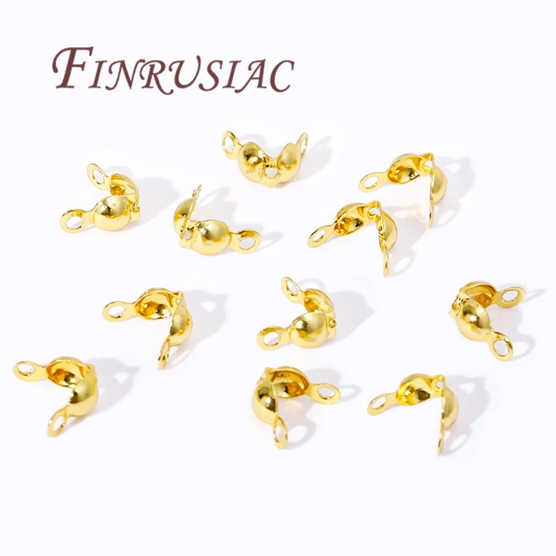 3.2mm 4mm 18K Gold Plated Crimp Bead Cover,End Caps For Jewelry Making Supplies,DIY Bracelets Accessories,Crimp Beads Findings