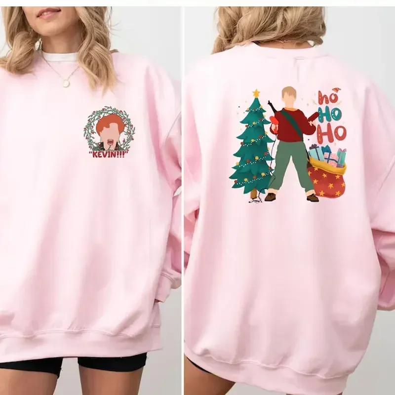 المنزل وحده هوديي عيد الميلاد البلوز 90s عيد الميلاد فيلم Crewneck مضحك كيفن هو هو هو سترة الرجعية عطلة البلوز المرأة #3