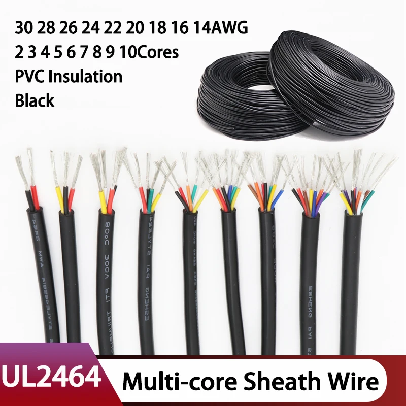 2/5/10M UL2464 30-14AWG Multi-core Sheath Wire 10 9 8 7 6 5 4 3 2 Cores Channel Audio Insulated Copper Cable Signal Control Wire