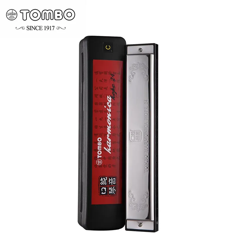 TOMBO 6624P 24 Holes Tremolo Harmonica Polyphony Diatonic C Key 24 Hole Profession Harmonica Beginners Kids Aldults Silver