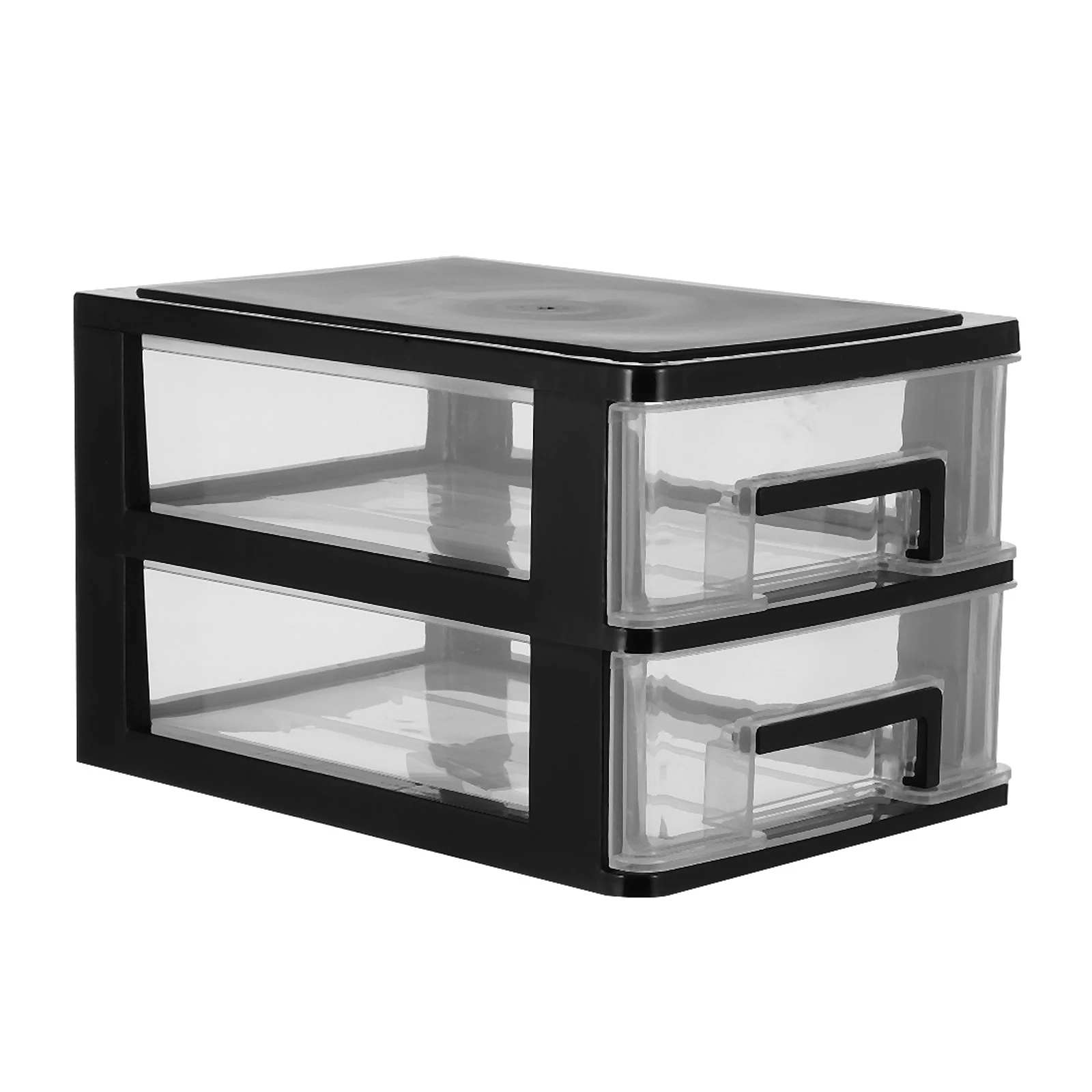 

Double Layer Plastic Drawer Storage Cabinet Portable Dustproof Organizer for Office Study Room Multi-Deck Storage Box