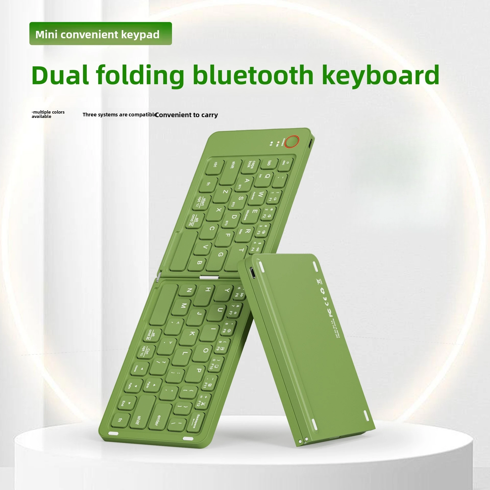 Portable Foldable Bluetooth Keyboard Compatible with Various Devices Compact Wireless Keyboard for IOS Windows Android Travel