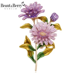 Beaut&Berry Enamel Daisy Brooches for Women Unisex Flower Pins Friends Party Gifts Banquet Jewellery Accessories