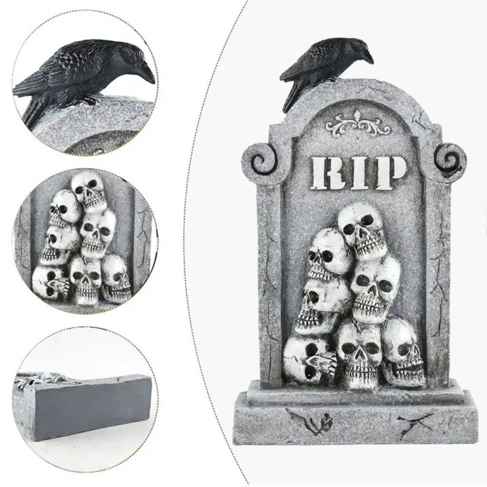 Crow Skull Spider Cross Halloween RIP Headstone spaventoso Festival teschio lapidi artigianato in resina statue di pietre tombali decorazioni da Bar