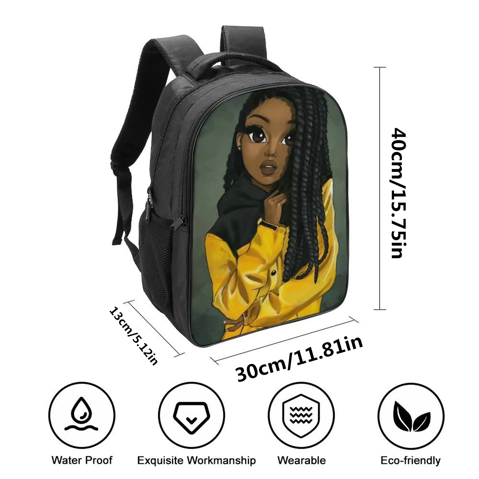 Cute African Girl Print Backpack Teenager Children School Bags Africa Latin Woman Daypack Afro Girl Rucksack Laptop Backpacks