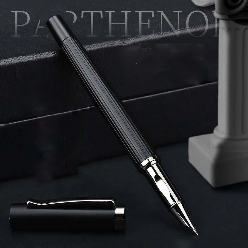 Conjunto de alta qualidade 727 caneta tinteiro canetas de tinta de metal fosco preto f nib conversor enchimento negócios escritório material escolar escrita