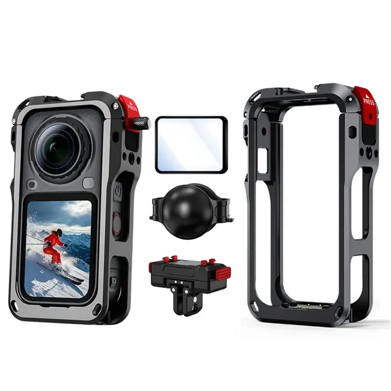 ABDE-Protective Frame For X6 Metal Cage Kit With Rotating Quick-Release Base, Lens Cover& Screen Protector