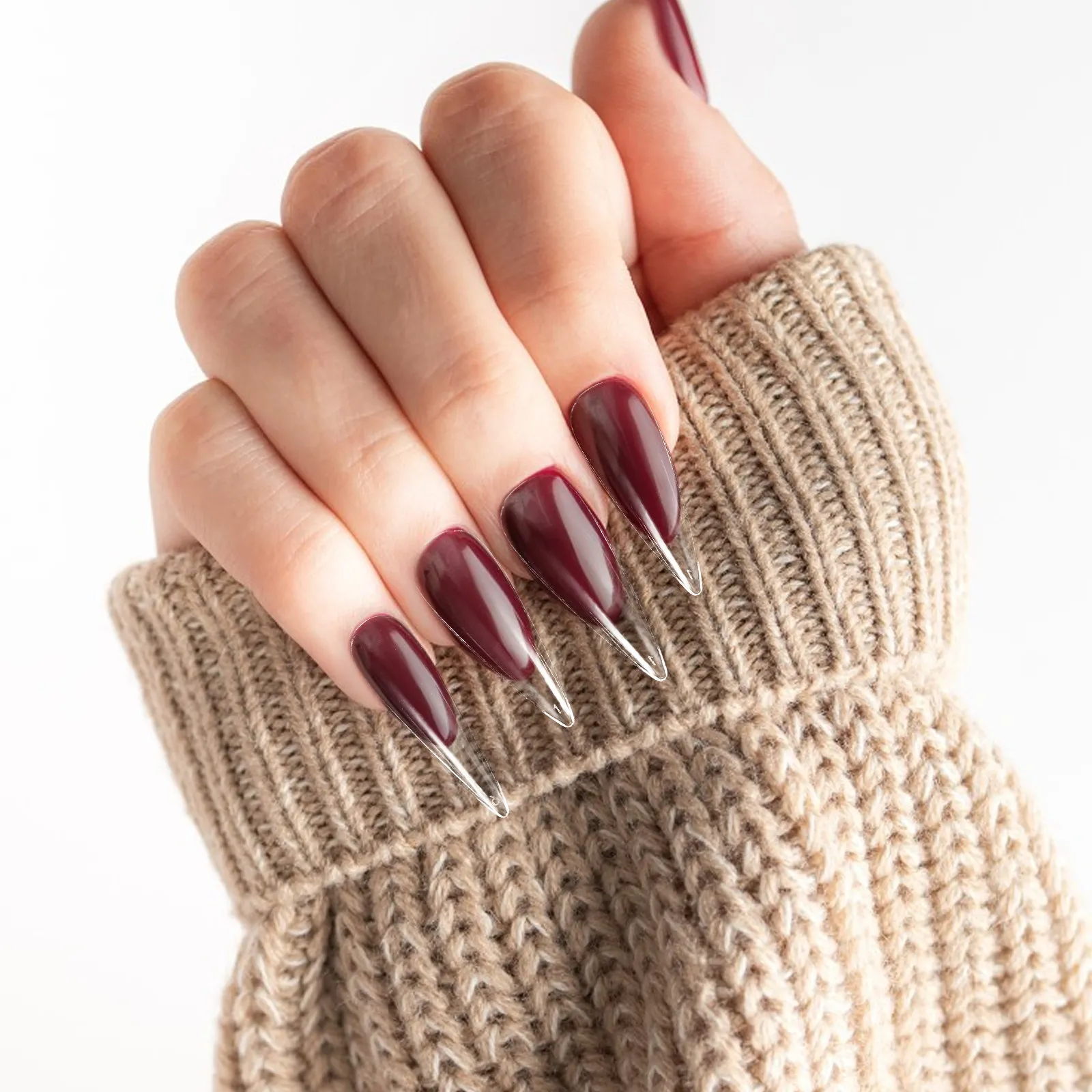 500Pcs Transparent Almond Nail Tips Ultrathin Full Cover Press on False Nails for Home Salon DIY Manicure Clear Artificial Nail