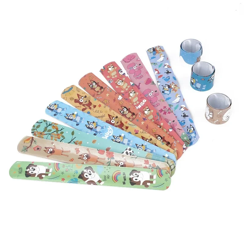 12pcs/24Pcs Cartoon Bluey Cute DIY Bracelet Wristbands A Aariety Of Anime Doll Characters Children Pat Circle Toys Birthday Gift