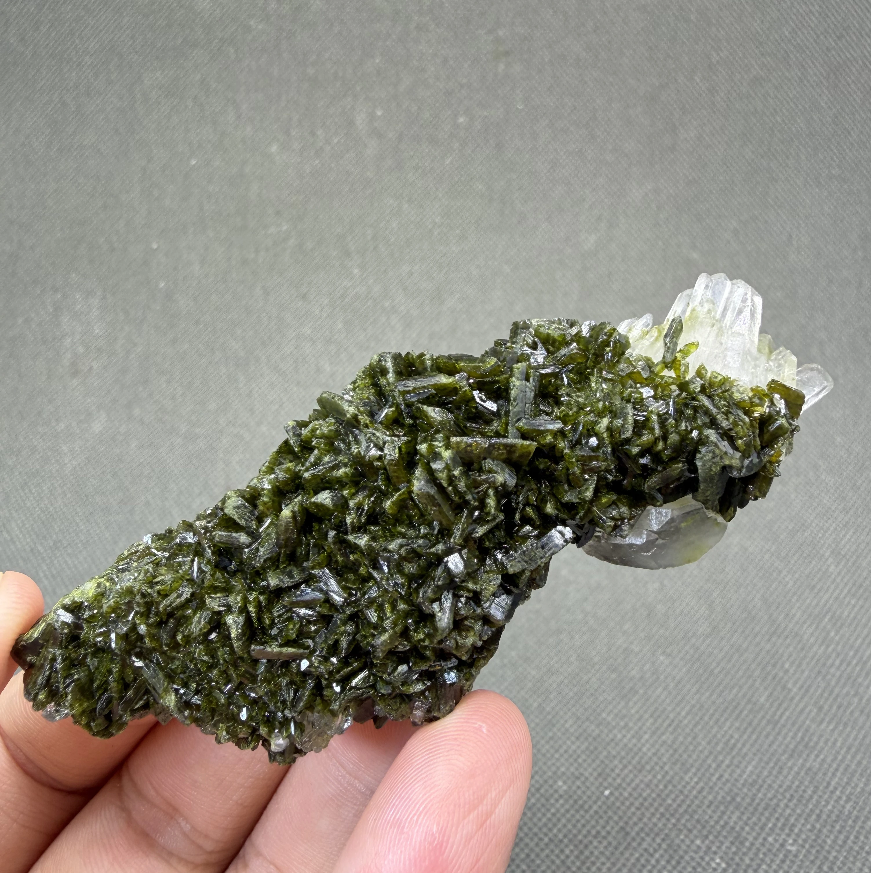 77 g Natural Epidote and Crystal Symbiotic Mineral Specimens + Healing Quartz Crystals and Stones Rock Gemstone
