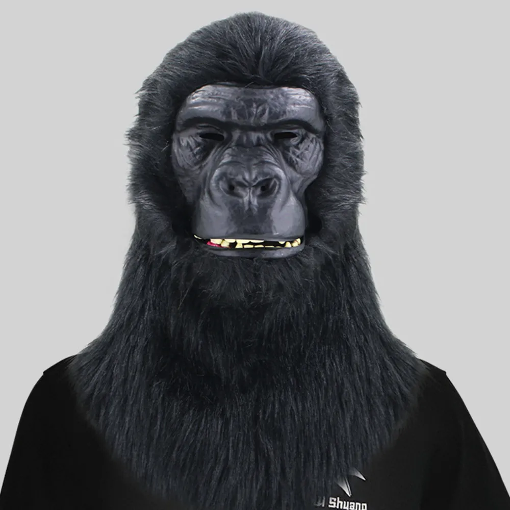 

Halloween Black Gorilla Ma-sk, Cosplay Face Headgear Movable Mouth, Animal Ape Chimp Ma-sk Costume for Halloween Festival Party