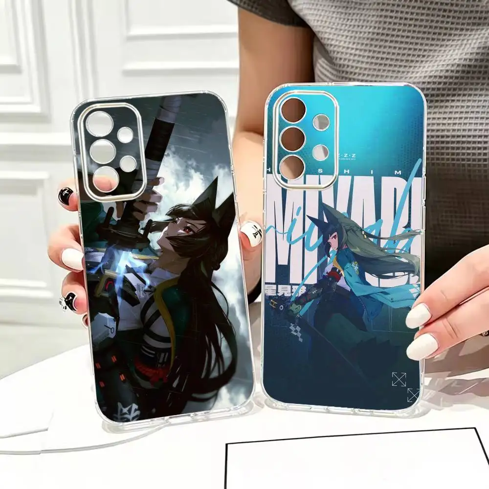 Cool Game ZZZ Miyabi  Painted Phone Case Transparent TPU For Samsung S22,23,24,25,21,10,9,Ultra,Plus