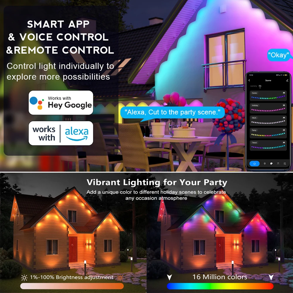 スマートWIFI RGB屋根裏照明屋外ライト防水常設ライトク - Smart Garden Outdoor のレビューと価格