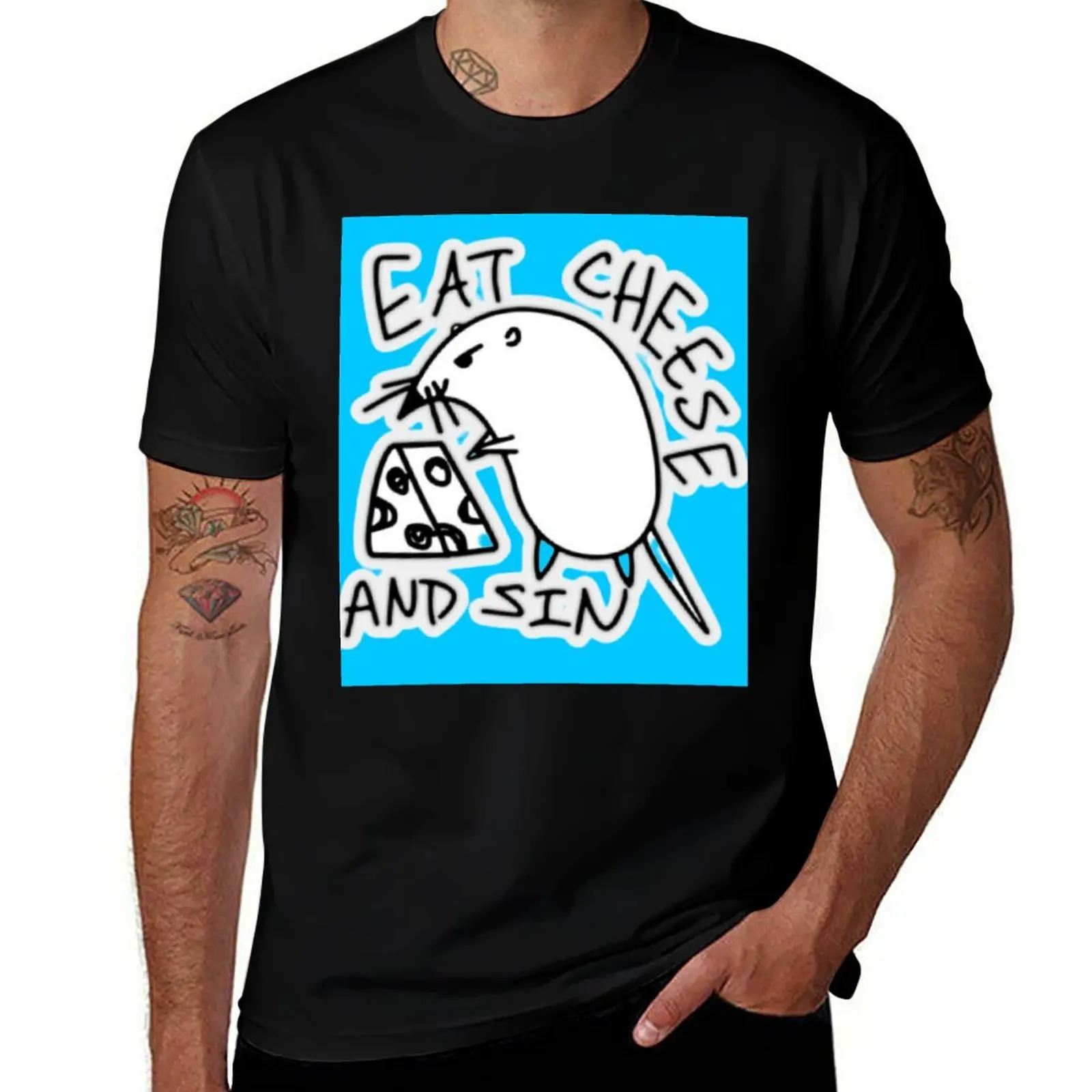 

eat cheese and sin T-Shirt essential t shirt t shirts for man slim fit