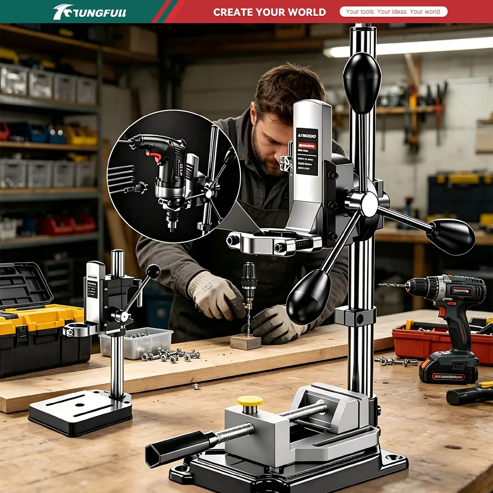 Adjustable Drill Stand for Electric Hand Drill Impact Drill Convert to Mini Bench Drill Press Bracket Home DIY Tool