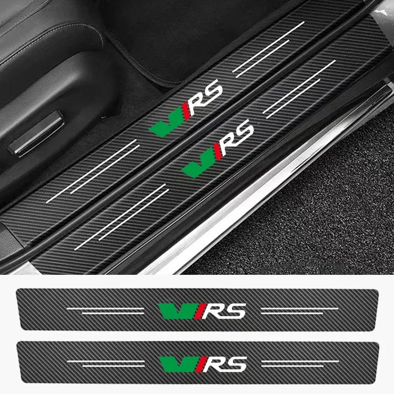 

4pcs carbon door sticker door For Skoda RS VRS Threshold Strip Skoda Welcome Pedal Interior Sticker Modified Decoration