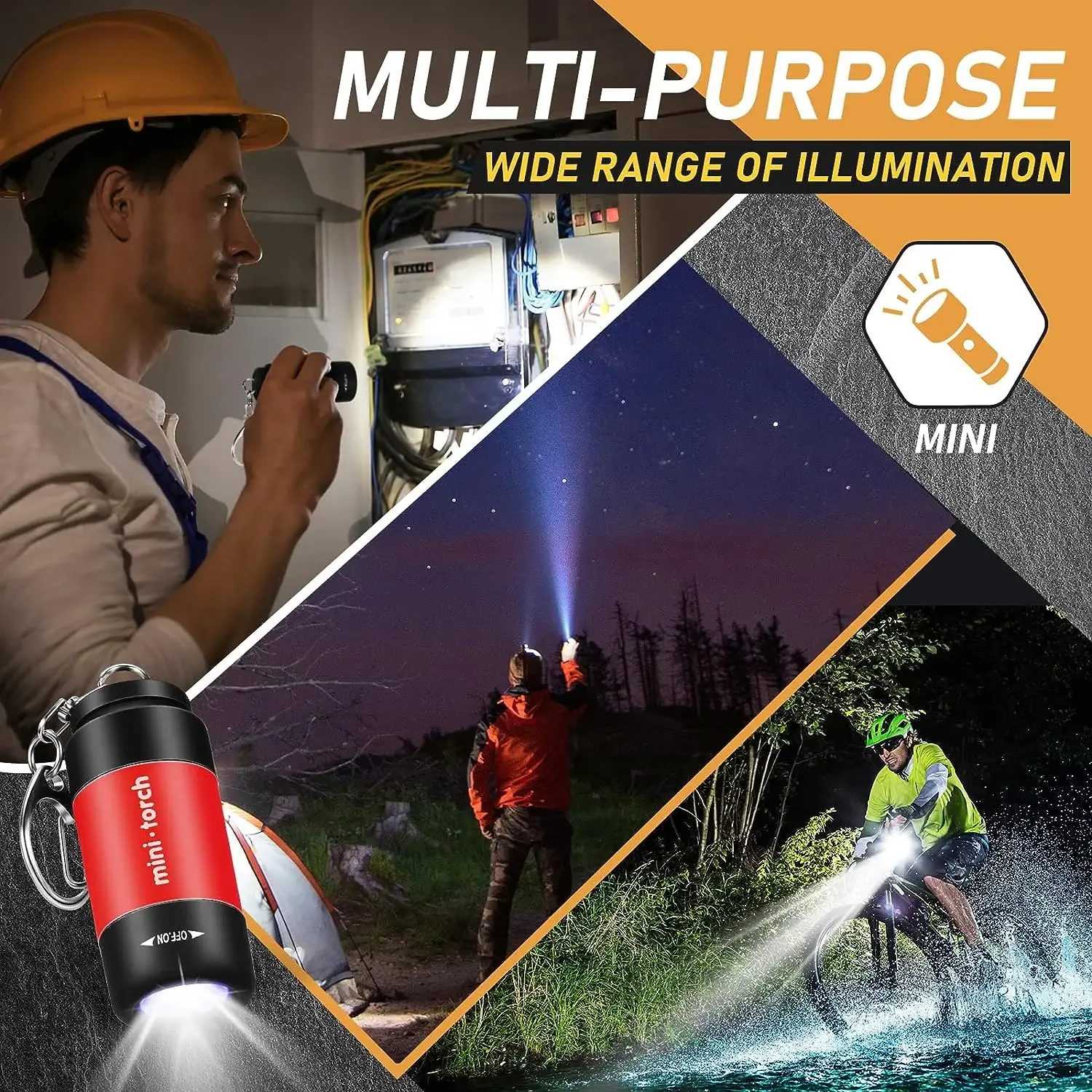 Mini Flashlight Pocket-sized Keychain Light USB Keychain Flashlights Small Key Ring Torch for Camping Hiking Emergency 1 Pack