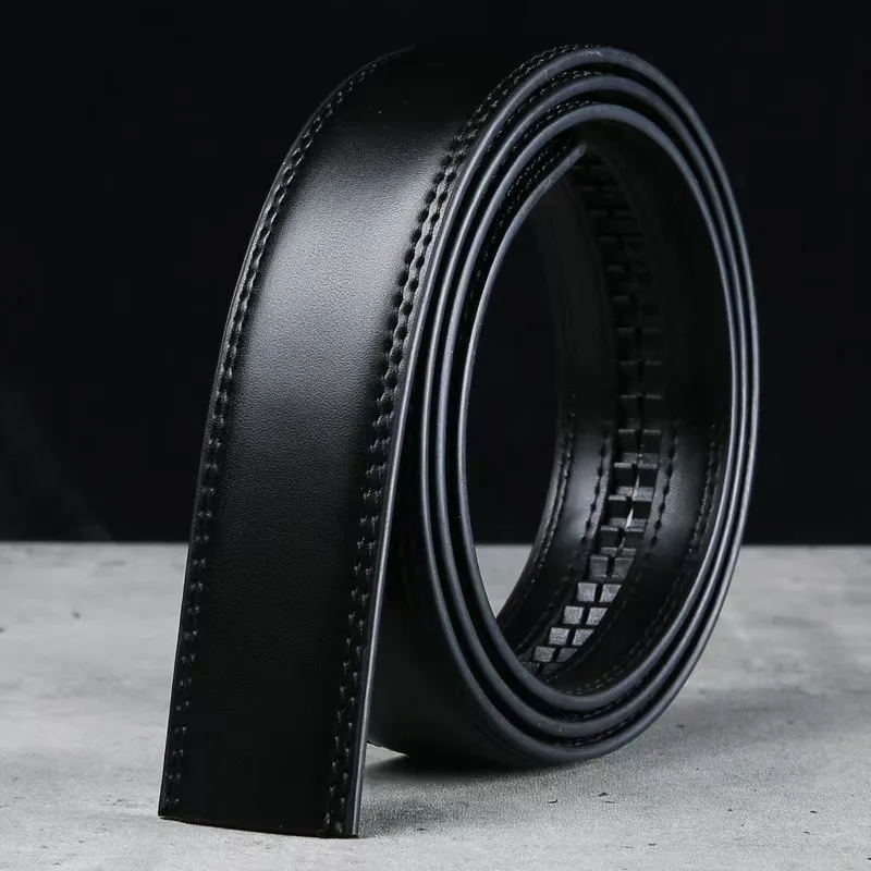 حزام جديد بدون رأس بعرض 3.0 - حزام خصر أوتوماتيكي من جلد البقر الخالص للرجال، حزام عصري بدون إبزيم لسراويل الأعمال غير الرسمية