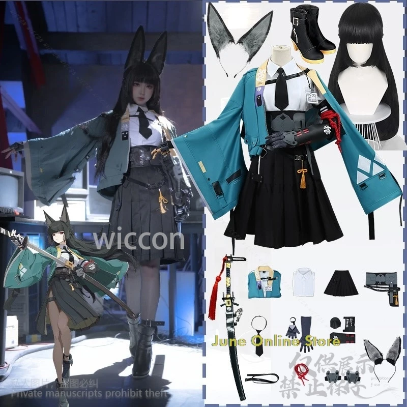 

Anime Game Zenless Zone Zero Cosplay Hoshimi Miyabi Jirai Kei Girls Uniform Blue Coat Punk Y2K Dress Furry Ear Props Halloween