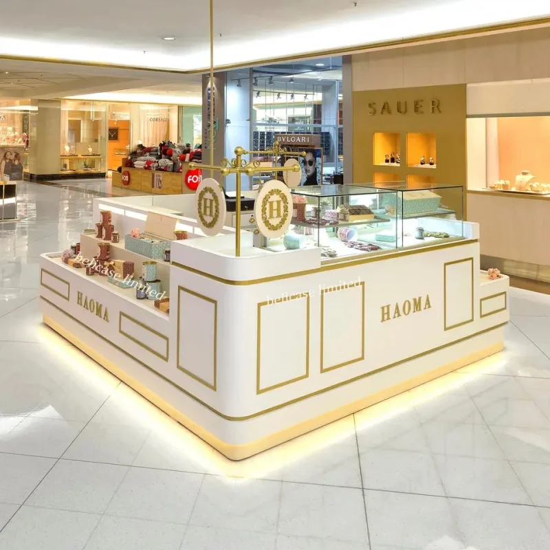 Custom, Charming Shop Interior Furniture Design Fragrance Display Showcase Shopping Mall Luxury Perfume Kiosk