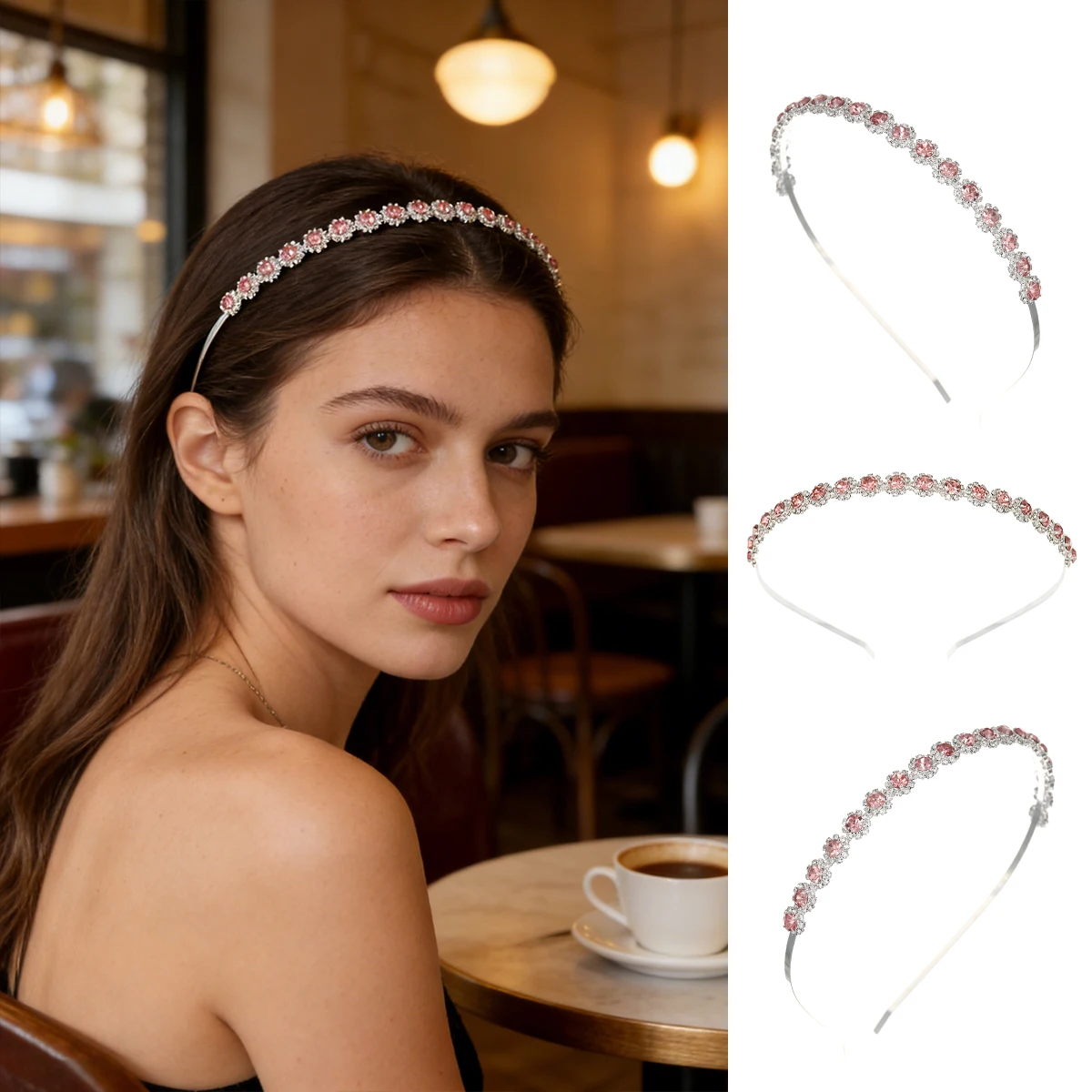 

Efily Claw Chain Rhinestone Headband Fashion Crystal Crown Tiara For Girls Daily Headwear Hair Accessories As Gifts
