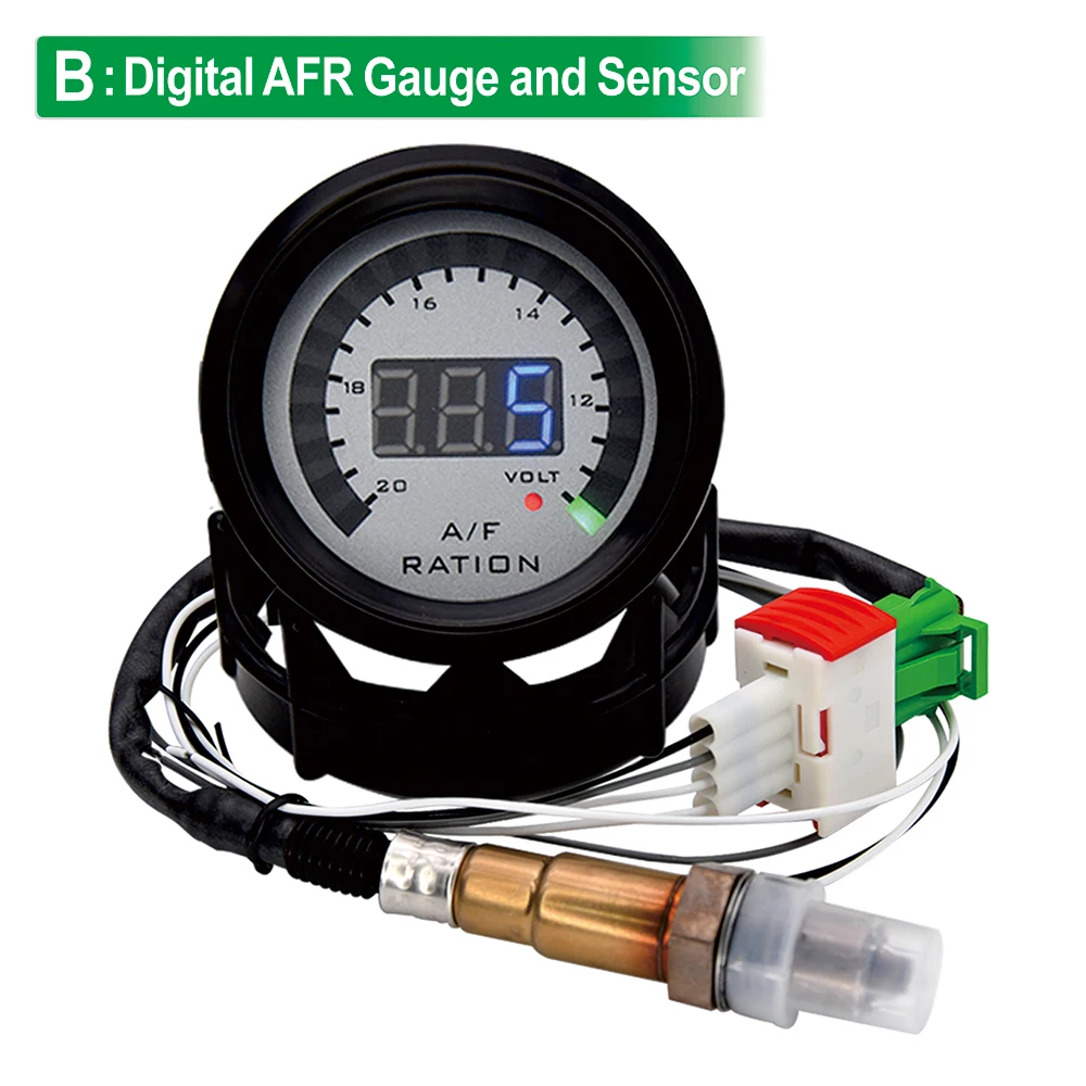 AD Air Fuel Ratio Gauge 52mm LED Digital Display with Narrowband O2 Oxygen Sensor Car Gauge for 12V Car Racing Gauge 0258006028