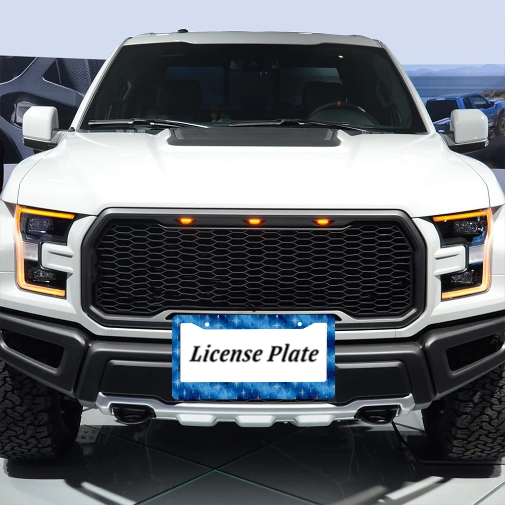 1 قطعة نمط النجمة الزرقاء 2 حفرة إطار لوحة الرخصة مادة الألومنيوم 6x12 بوصة مع المسمار مجموعة الرجعية الجدة سيارة الديكور هدية