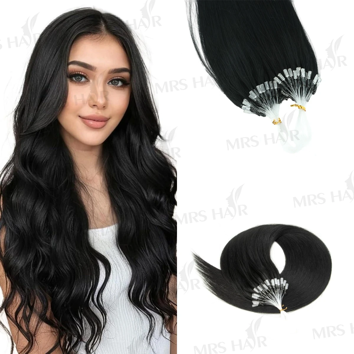 

Наращивание волос из натурального волоса с микро-петлями, простое в домашнем монтаже, микро-петлевые пряди для наращивания, блонд, коричневый, черный, прямые, 30 г/упаковка, для женщин