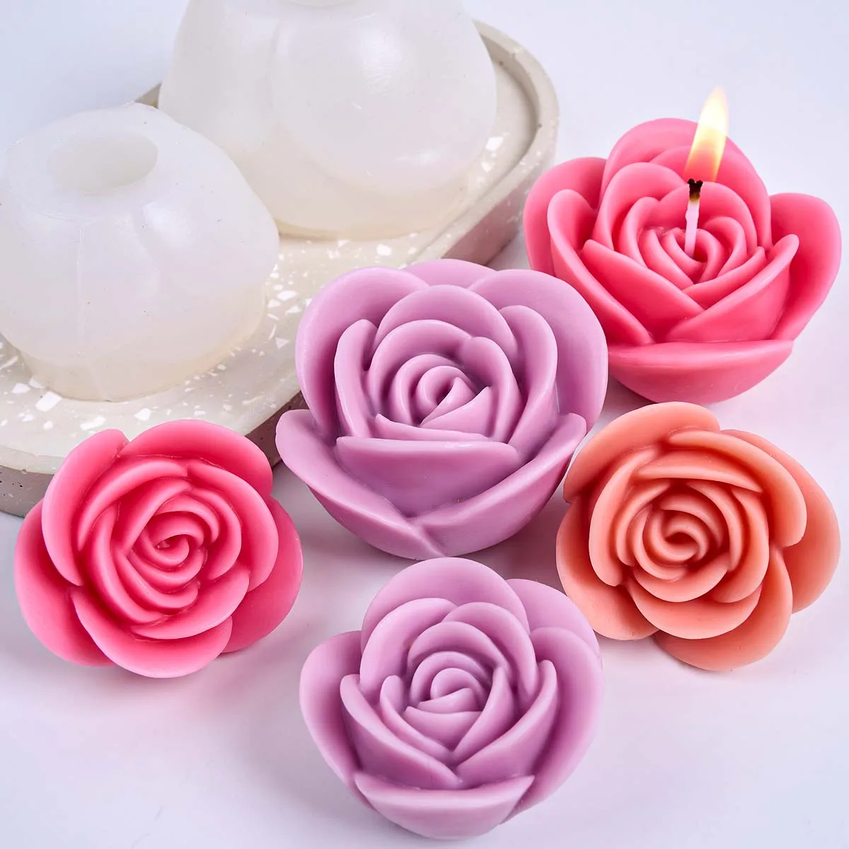 3D Rose Blume Form Silikon Kerze Form DIY Aromath Seife Kerzen Formen Schokolade Backen Herstellung Valentinstag Handwerk Geschenke