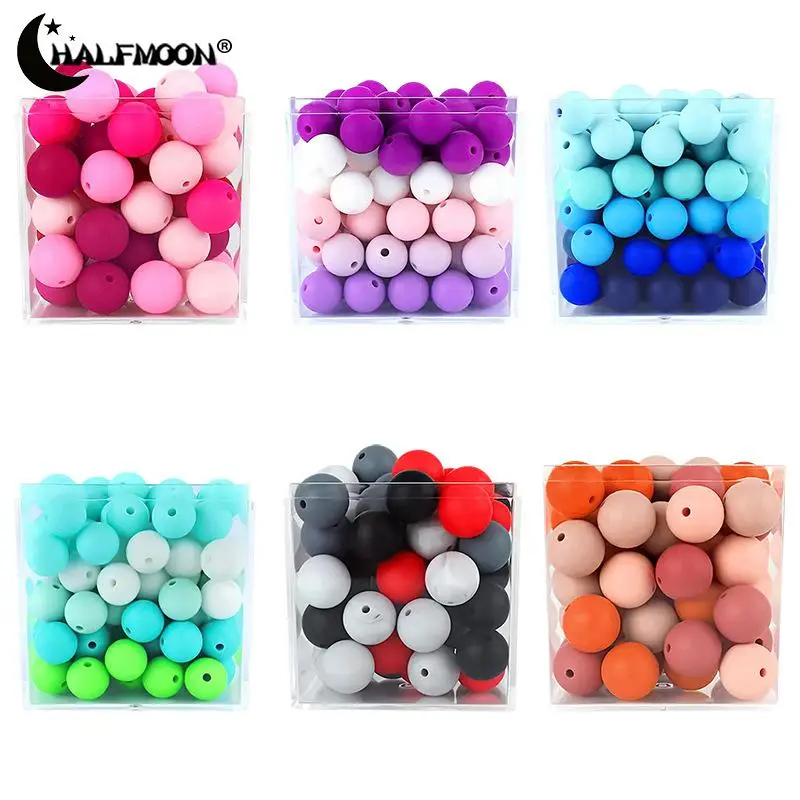 40Pcs 12/15mm Baby Round Silicone Beads DIY Colorful Teething Beads Jewelry Making Pacifier Chain Bracelet Newborn Care Toys