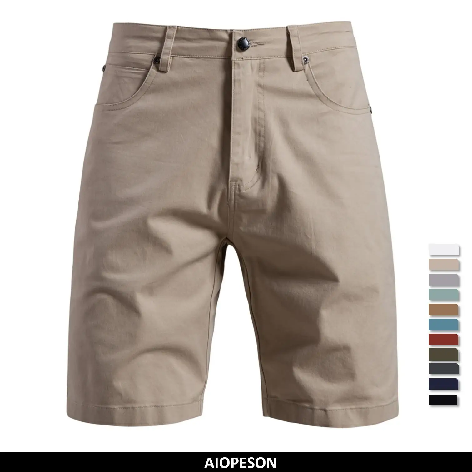 AIOPESON 2025 New Summer 100% Cotton Men's Casual Shorts for High-Quality Elastic Waist Comfortable Shorts in Multiple Colors