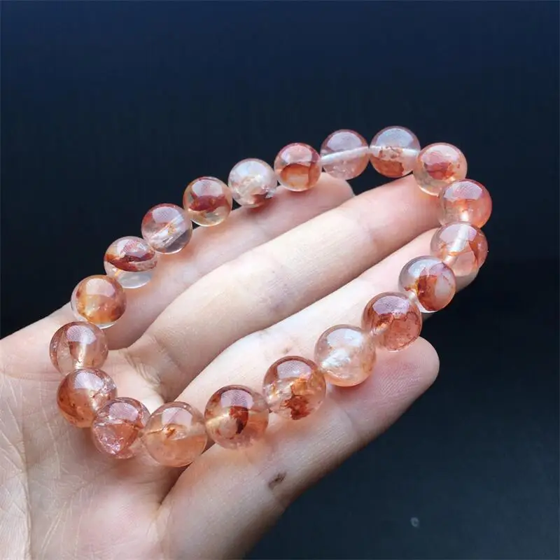 12MM Natural Red Fire Quartz Hematoid Bracelet Colorful Gemstone Bead Strings Fashion Beautifully Jewelry 1PCS