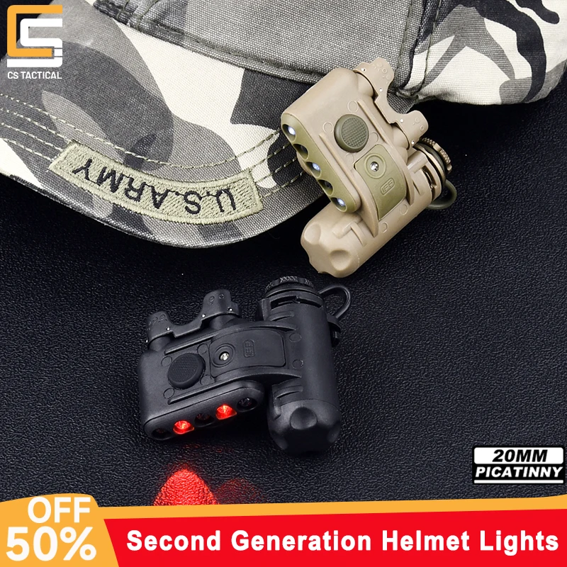 WADSN GEN2 Tactical Second Generation Helmet Light Outdoor Hunt White LED Red IFF Scout Light Suitable For 20MM Picatinny Rail