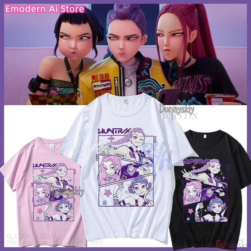 

Аниме Kpop Demon Косплей Huntrix Rumi Mira Zoey Girls Power Korea Groups Kawaii Cute Cartoon Comfort Colors Tshirt Halloween Cos