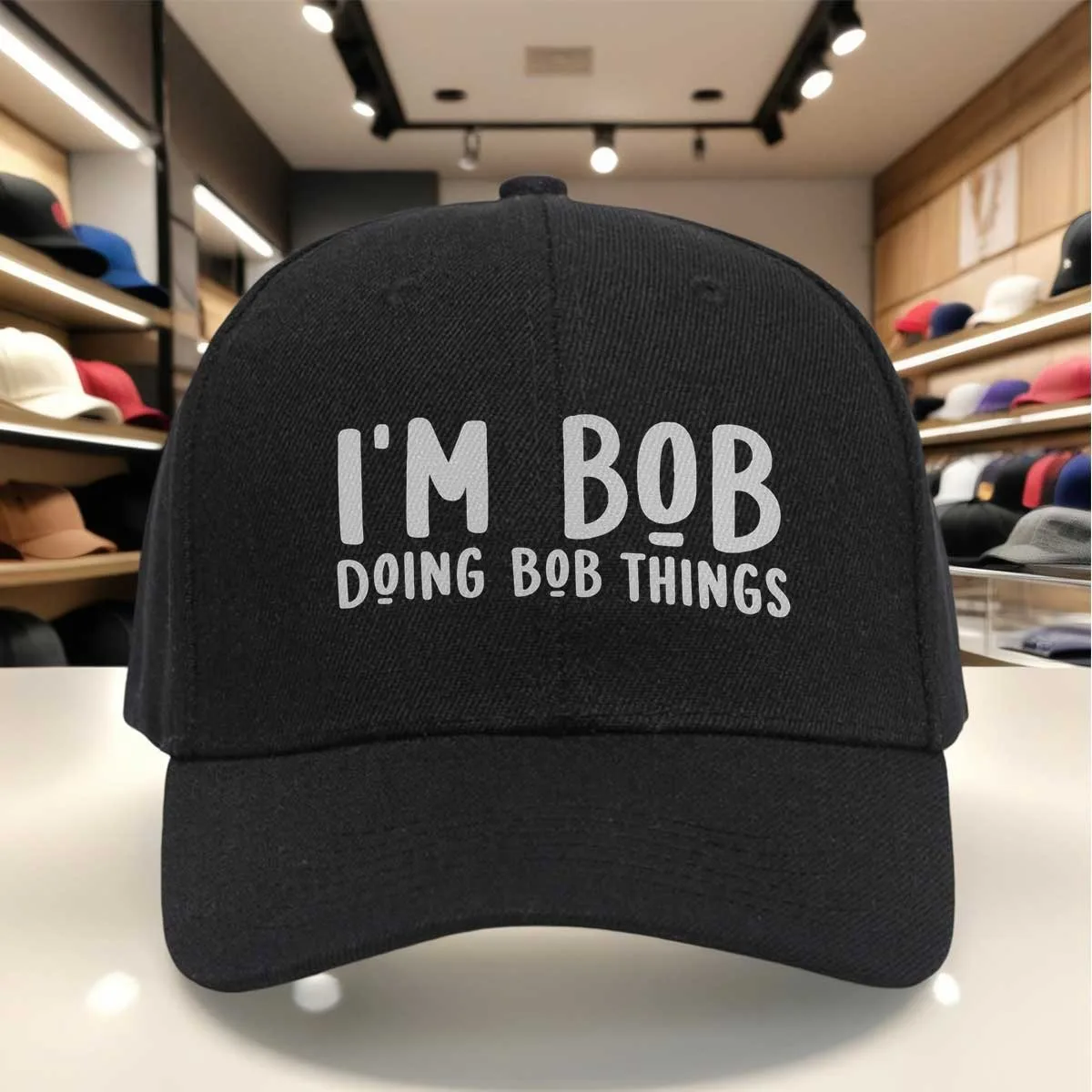 I'M Bob Doing Bob Things Letter Print Baseball Cap - Casual Adjustable Hat for Daily Wear