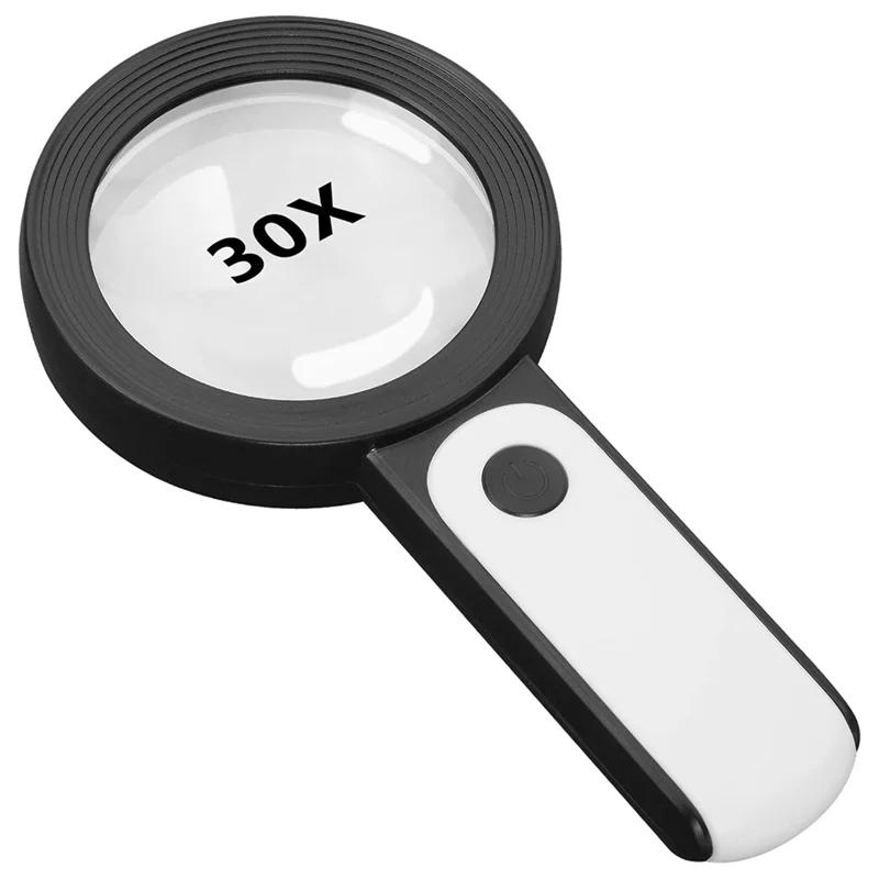 

ABVG-Illuminated Handheld Magnifying Glass With Light, 30X Large 18LED Dual Temperature, 3 Modes For Reading