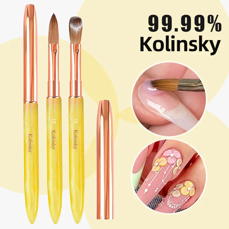 

1 шт., набор акриловых кистей для ногтей Kolinsky, 3D чистые кисти для ногтей ручной работы для акрилового нанесения, кисти для дизайна ногтей, кисти для ногтей