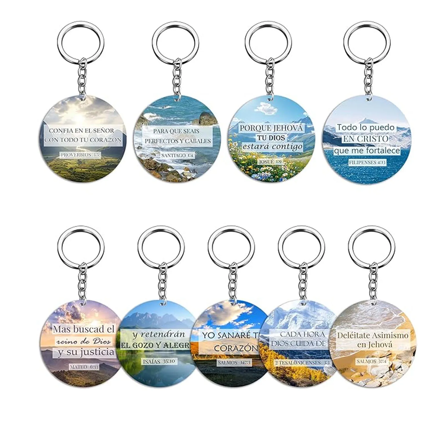 Spanish Christian Keychains Bible Accessories Gifts Bible Verse Scripture Inspirational Key Ring for Women Men 18Pack ﻿