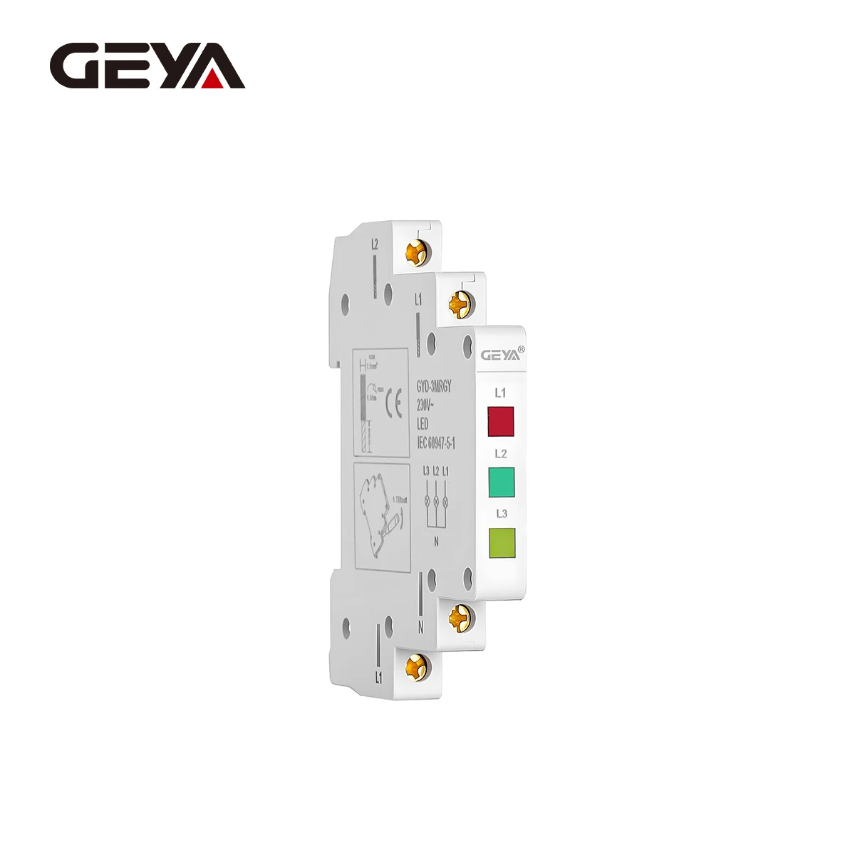 GEYA GYD-3MRYG Modular Signal Lamp Rail 230V AC 50/60Hz Light Red Green Blue Dual Color Signal Light Tri Color Indicator Light